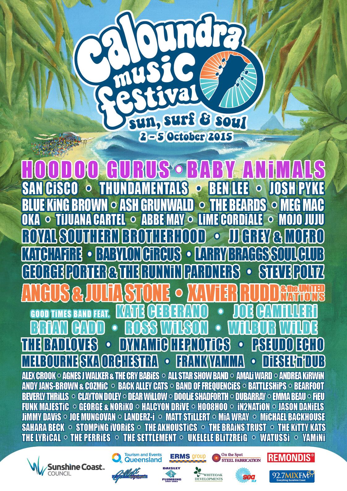 We’re headlining the CALOUNDRA MUSIC FESTIVAL on SUNDAY 4 OCTOBER